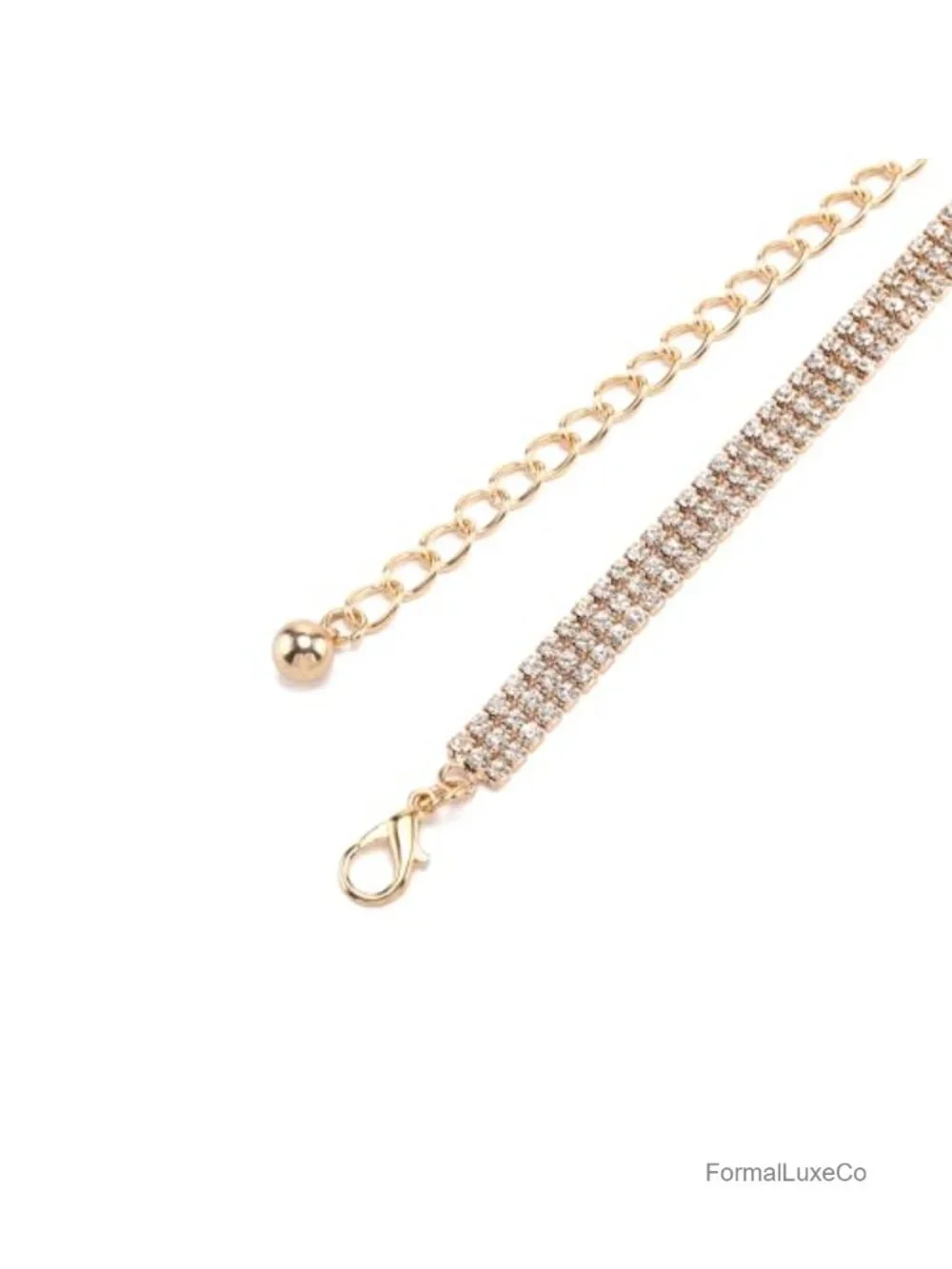 3-Row Rhinestone Strass Waist Chain Belt with Dangle Ball End Charm